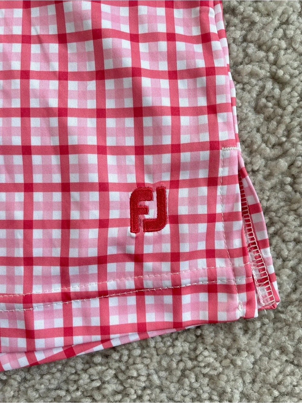 FootJoy Golfleisure Gingham Pink Red White Plaid Athletic Golf Skort Size XL